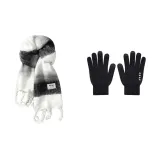 Черные перчатки + черно-белые шарфы