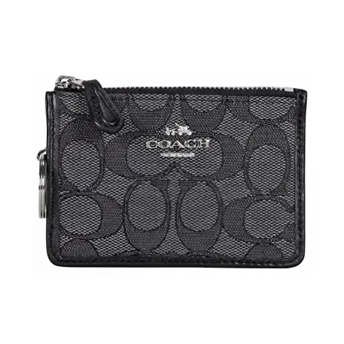 COACH Mini Id Skinny Холст с кожей Сумка для документов Картхолдер Картхолдер Картхолдер Женские Черный