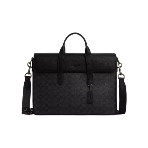 COACH Sullivan Покрытый холст Сумка через плечо Сумка Большая Мужская Черная Серый