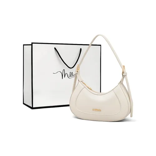 MILLIE'S Корова Кожа с Синтетической Кожей Подмышка Сумка-Багет Лунная Сумка на Плечо Стандартная Женская Экрю