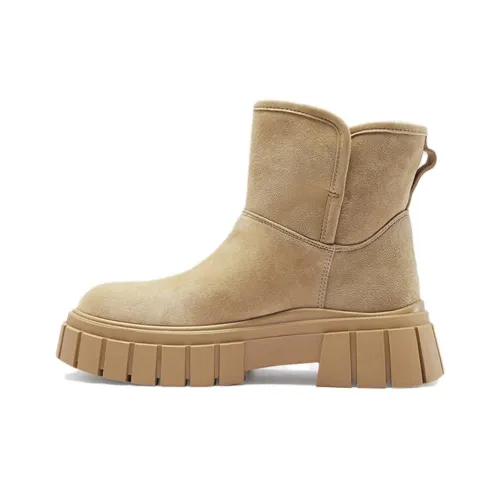 LE SAUNDA Термические Короткие Снежные Ботинки Женские Темно-Бежевые