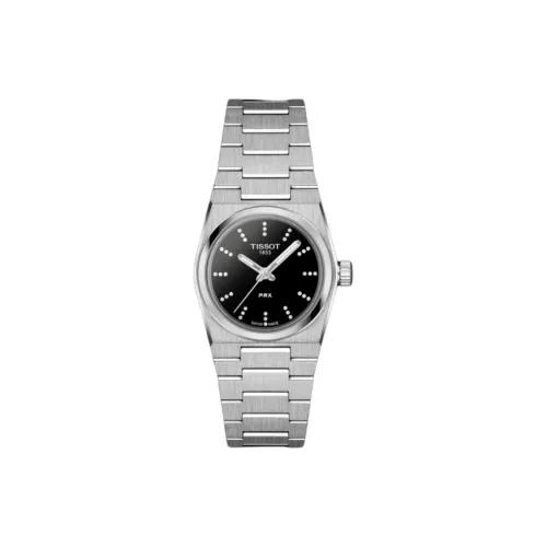 Tissot PRX Super Player Series Кварцевый механизм Женские часы Циферблат 25 мм Черный корпус из нержавеющей стали