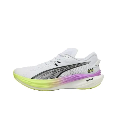 PUMA Deviate NITRO 3 Slip-Resistant Abrasion-Resistant Low-Top Беговые кроссовки Мужские Белые