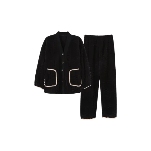 XIAFENYAN Пижамный комплект унисекс черный