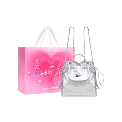 ONE TIME Синтетическая кожа Шип Сердце Тоут Trash Сумки Рюкзак Большой Женские Металлическое серебро Черный масляный воск