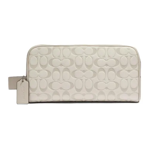 COACH Travel Kit Телячья кожа Клатч Сумка для хранения Женская Слоновой кости Серый