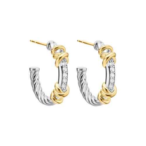 David Yurman Серьги из серебра 925 пробы с 18К золотом и алмазами женские золотые