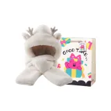 Белая шапка, перчатки, шарф 3 в 1 + эксклюзивная сумка для покупок