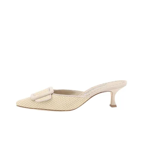 MANOLO BLAHNIK Maysalebi Домашние тапочки 5 см Женские Бежевые