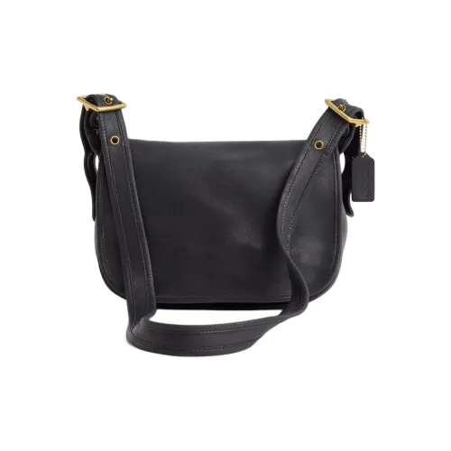 COACH Legacy Дубленая кожа Сумка через плечо Большая Женская Черная