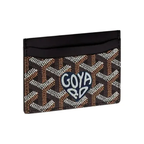 GOYARD Saint Sulpice Холст с кожей Собака's Teeth Картхолдер Картхолдер Унисекс Черный Темно-синий Маленькое сердце