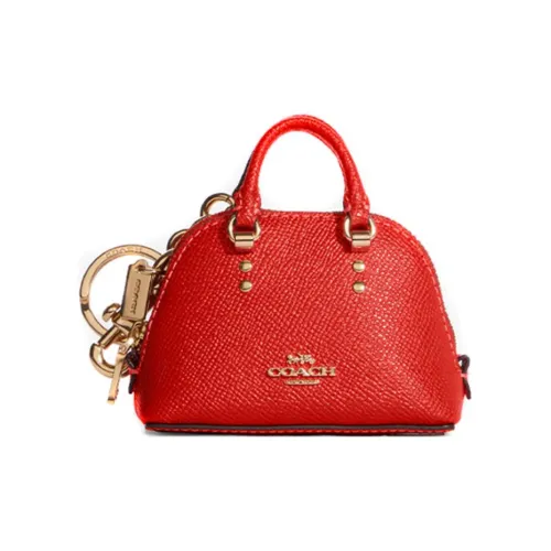 COACH Крестообразная текстура кожа кошелек для монет украшение сумка аксессуар мини женский Майами красный