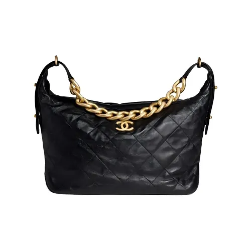 CHANEL Кожа Пельменная Сумка через плечо Большая Женская Черная