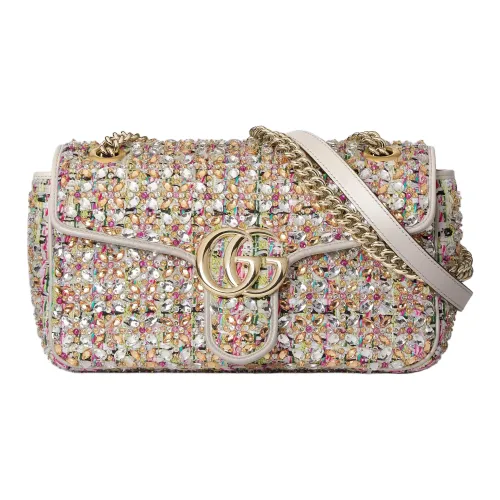 GUCCI GG Marmont Цветочный Твид Сумка через плечо Сумка на плечо Маленькая Женская Многоцветная