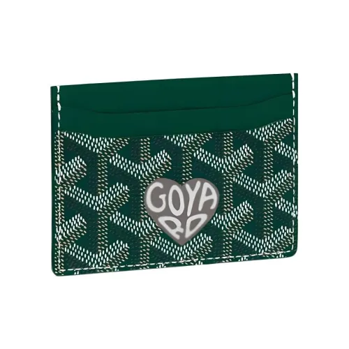 GOYARD Saint Sulpice Холст с кожей Собака's Teeth Картхолдер Картхолдер Унисекс Зеленый Серый Маленькое сердце