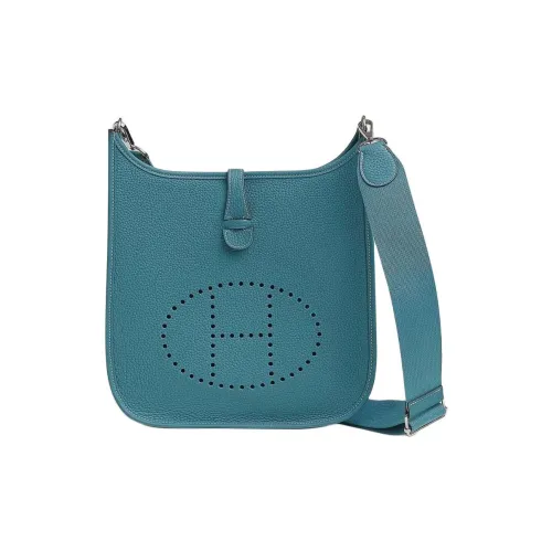 HERMES Evelyne Clemence Bullock Кожа Сумка на плечо Женские D2 Новый BLEU Jean Новый Джинсовый синий