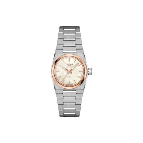 TISSOT Quartz Механизм Женские часы 25 мм Белый циферблат Нержавеющая сталь с PVD покрытием Корпус часов Нержавеющий стальной ремешок