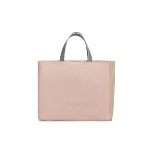 MARNI Телячья кожа Тоут Сумка Сумка для покупок Сумка через плечо Сумка Маленькая Женская Светло-розовая и Бежевая