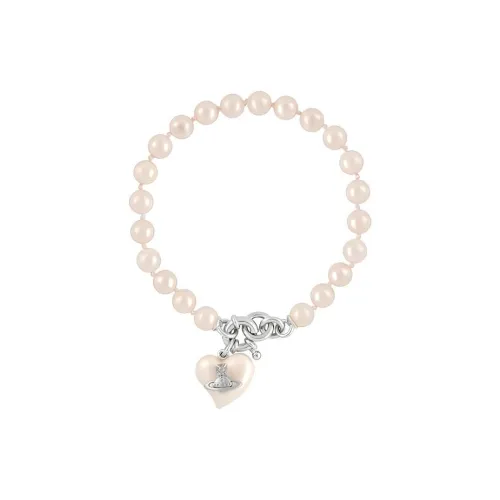 Vivienne Westwood Переработанный Латунь Swarovski Стекло Жемчужный Металлический Компонент Браслеты Унисекс Серебряный