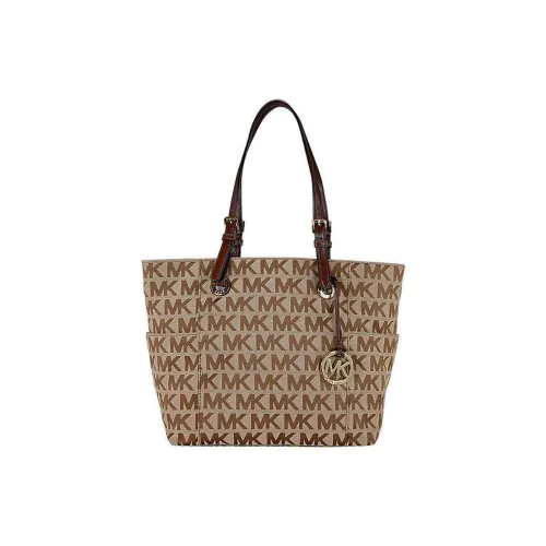 MICHAEL KORS Jet Set Кожаная отделка Тоут Сумка Сумка для покупок Сумка на плечо Женская Коричневый Светло-верблюжий