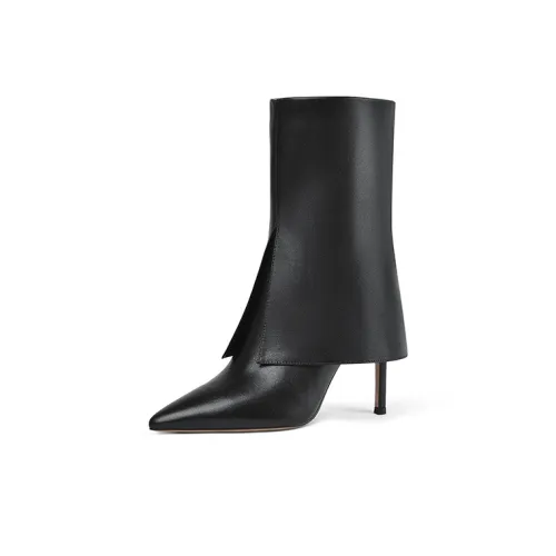 Lily Wei Женские высокие сапоги на каблуке 10 см черные