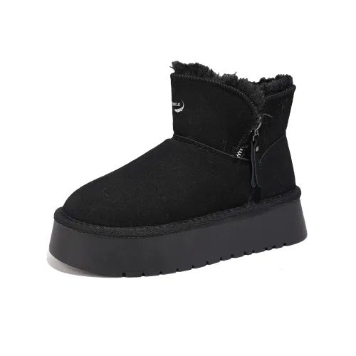 Крокодил Термический Износостойкий Увеличивающий Высоту Противоскользящий Колено Высокие Сноубутсы Женские Черный