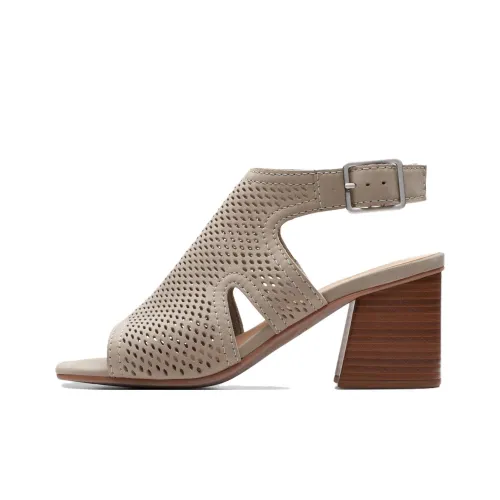 Clarks Siara 65 Flow Камень Грубый каблук Высокие каблуки 6,5 см Женские Серый