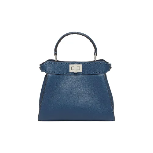 FENDI Peekaboo Сумка через плечо из телячьей кожи мини-сумка для женщин синий