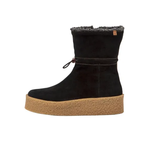 El Naturalista DOLMEN Slip-resistant Short MID Snow Boots Women's Black Эл Натуралиста DOLMEN противоскользящие короткие ботинки для снега женские черные