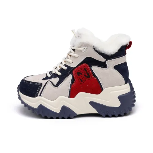 BAIJIHONG Термический Износостойкий Увеличивающий Высоту Противоскользящий Ботинки для снега на щиколотке Длина 5,5 см Женские Красный Синий