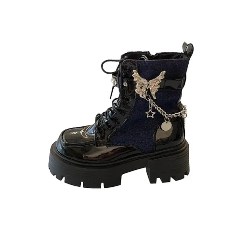 EEueeczs Короткий Мартин Boot Высота каблука 5 см Женский Черный