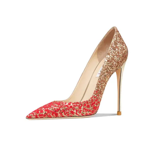 Suyymakk Узкий каблук Высокие каблуки Женские Красный бархат Блестки