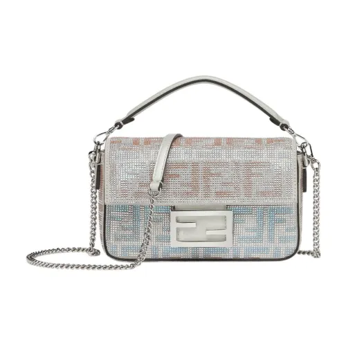 FENDI Baguette Телячья кожа Сумка через плечо Сумка Мини Женская Белая