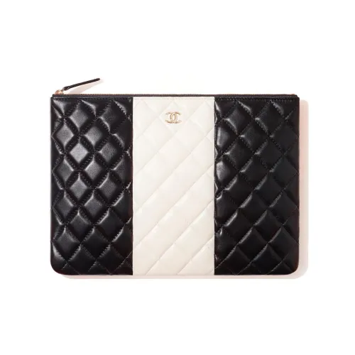CHANEL Lambskin Clutch Women's Black White CHANEL Клатч из овечьей кожи женский черный белый