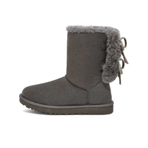 UGG Классический Double Bow Короткий Теплый Устойчивый к Износу 11 см Снежные Ботинки Женские Угольно-Серый
