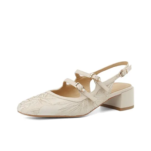 Echo yolo Грубый каблук Высокие каблуки 4,5 см Женские Экрю