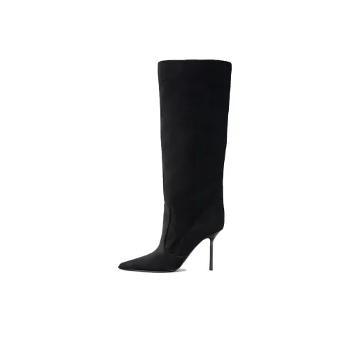 ZARA Женские высокие сапоги до колена, черные