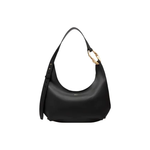 BALLY Телячья кожа Полумесяц Сумка Хобо Сумка Сумка через плечо Женская Черная