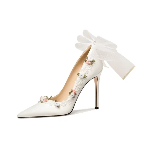 Lily Wei Играть Среди Цветов Узкий каблук Высокие каблуки 10 см Женские Белые