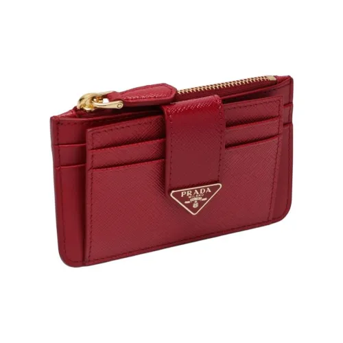 PRADA Cross Texture Smooth Leather Card Holder Women's Red PRADA Крестовая текстура гладкая кожа держатель для карт женский красный