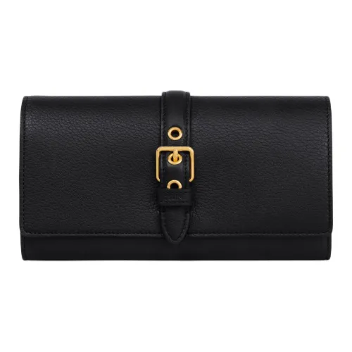 CELINE Conti Soft Телячья кожа Кошелек Большой Женские Черный