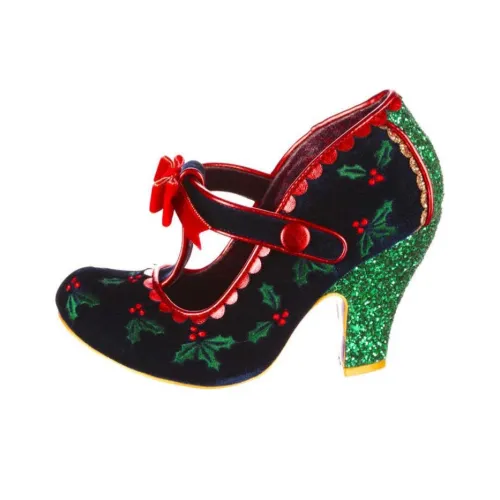 IRREGULAR CHOICE Perfect Parcel Широкая посадка Грубый каблук Высокий каблук 9,2 см Женский Черный Зеленый Красный Широкая посадка