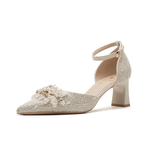 Lanza Грубый каблук Высокие каблуки Женские Шампанское