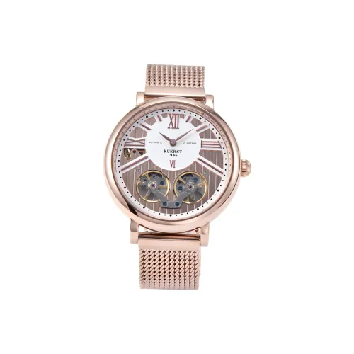 KUERST Механический механизм ремешок из нержавеющей стали черный циферблат мужские часы