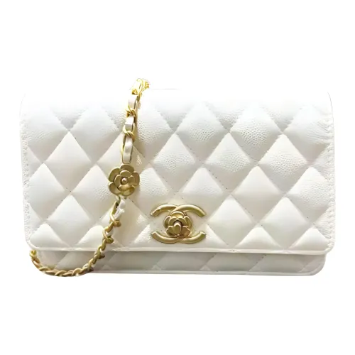 CHANEL WOC с рельефным тиснением телячья кожа сумка через плечо женская белая