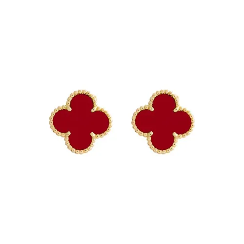 Van Cleef Arpels Alhambra Four Leaf Lucky Series Серьги-гвоздики из халцедона Женские