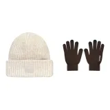 Белая кепка + кофейная перчатка