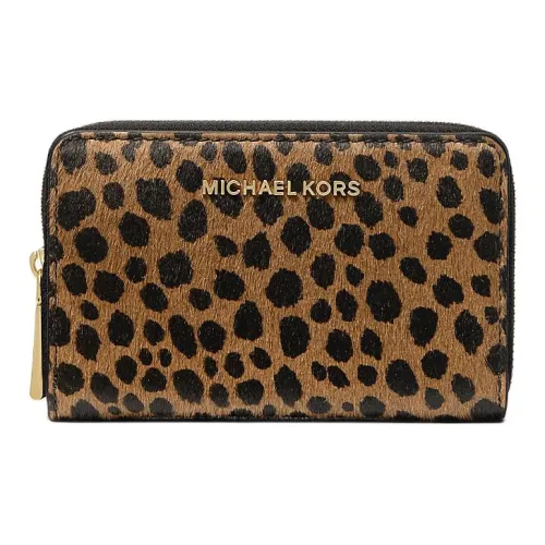 MICHAEL KORS Jet Set Телячья кожа Кошелек Маленький Женские Черный и Леопардовый принт