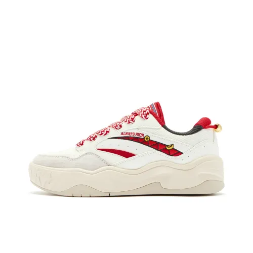 QIAODAN Панда С принтом Против скольжения Устойчивые к износу Низкие скейтбордические кроссовки Женские Белые Красные