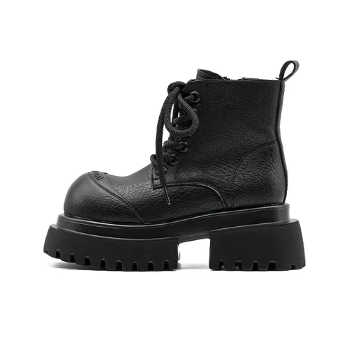 Little Sue Эксклюзивный дизайн крупнозернистая текстура Large Head преосенние ботильоны короткий Martin Boot женские